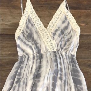 Tie die and lace maxi dress
